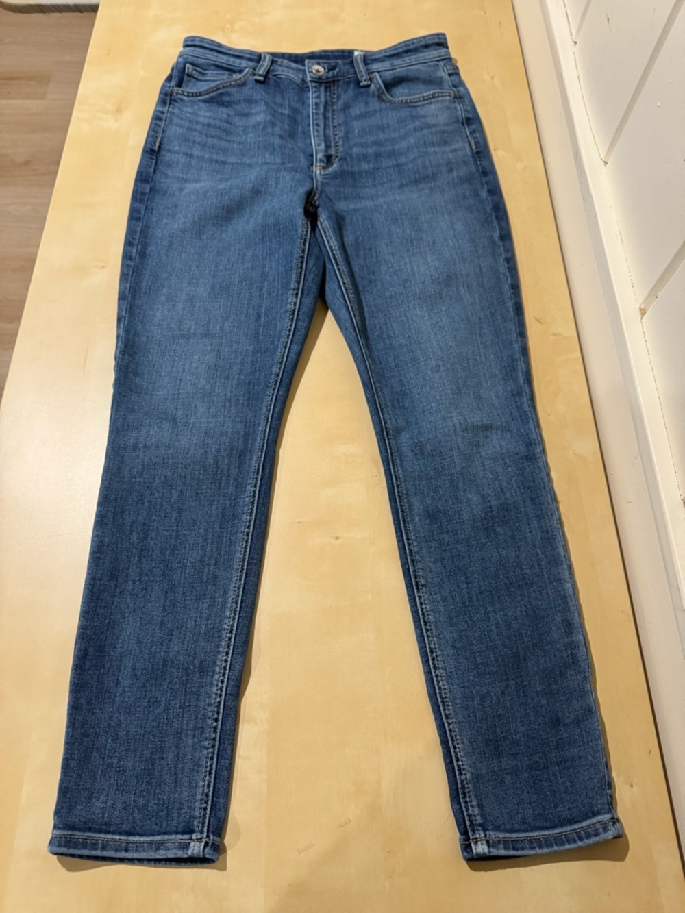 rag & bone medium indigo blue high-rise ankle skinny jeans size 27